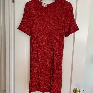 Vintage red sequin Stenay dress XL